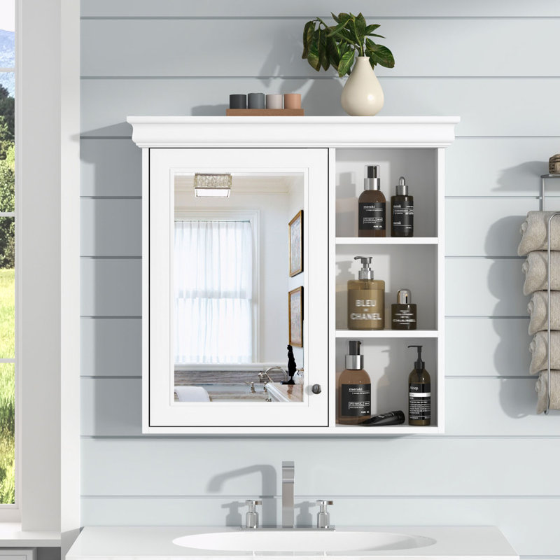 30'' x 28'' Bathroom Medicine Cabinet with Mirror, Wall Mounted Mirror Cabinet with Storage Organizer