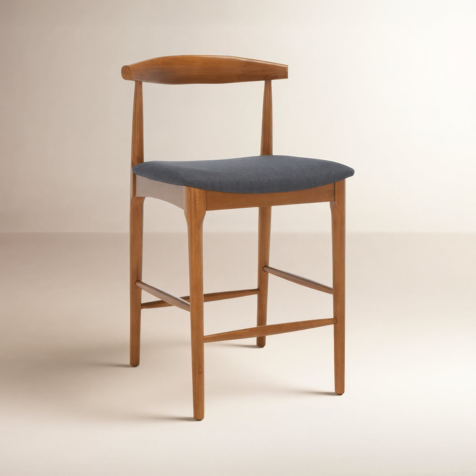 Hank Bar Stool, Walnut, Dark Gray, Counter Stool (25.67" Seat Height)
