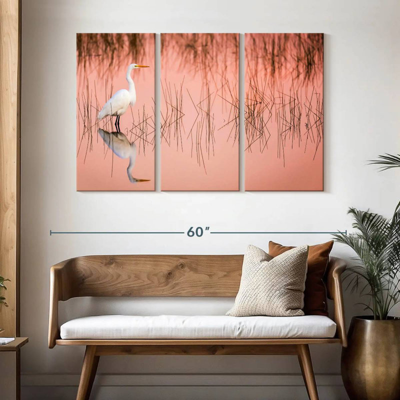Brampt Great Egret On Marsh, 32" H x 50" W