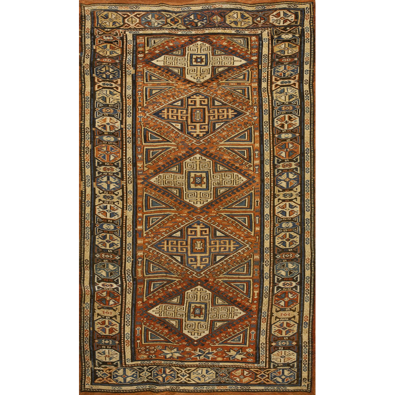 Rustic Tribal Geometric Antique Late 19th Century Caucasian Soumak Flatweave Rug