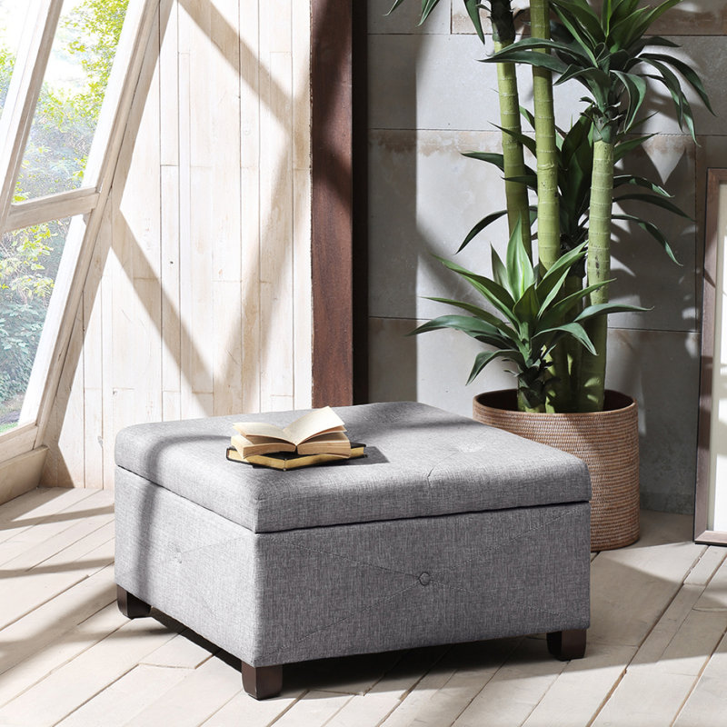 Repose-pieds avec rangement à fermeture en douceur, Gris anthracite
