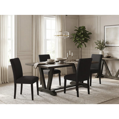 Ensemble de table à manger 5 pièces 9952E51615DE4DC4A365D66EB0312EB9 - 4 chaises Parson et une table de salle à manger rectangulaire - Finition noire