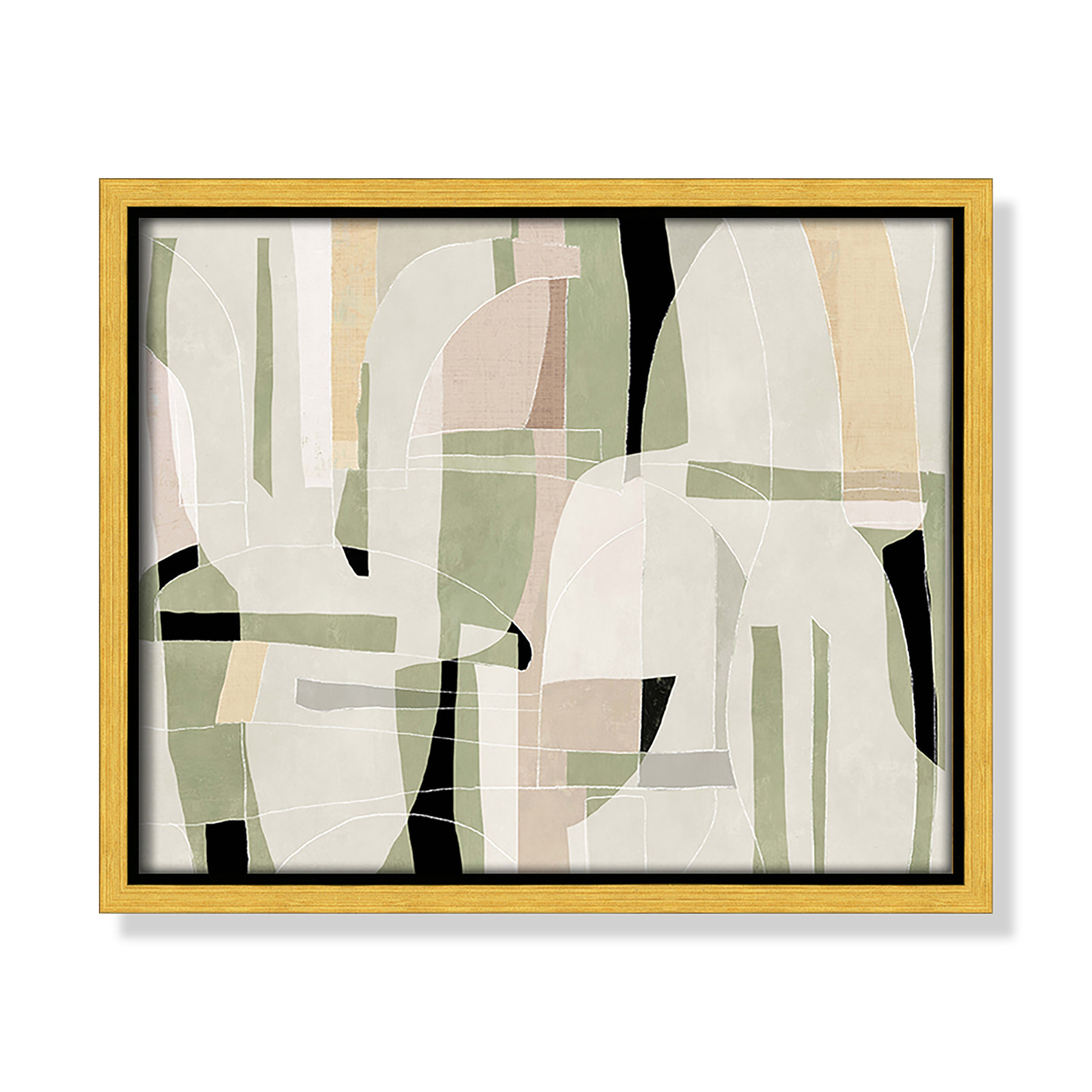 Sunny Barcelona - Floater Frame Canvas, 11.5" W x 9.5" H, Gold