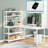55" Large Computer Desk L-Shaped Desk with Wireless Charging and Bookshelf for Home Office-656090511