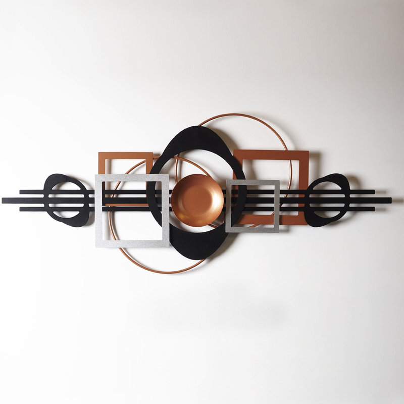 Harmony Geometric Black, Silver, and Copper Metal Wall Art