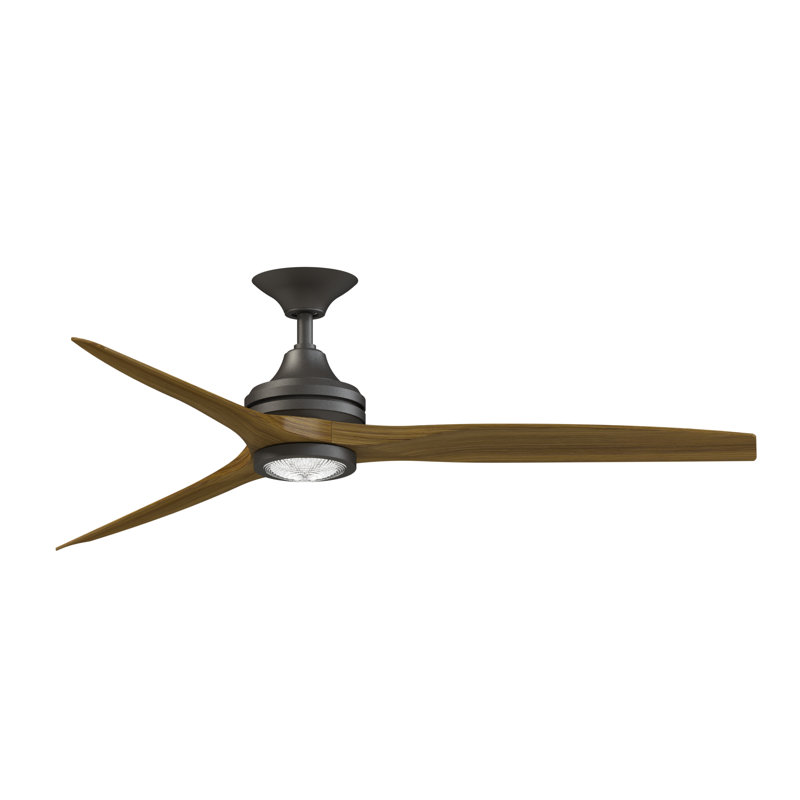 Spitfire 60 inch Indoor/Outdoor Ceiling Fan with LED Light Kit - Matte Greige with Koa blades, Matte Greige, Koa