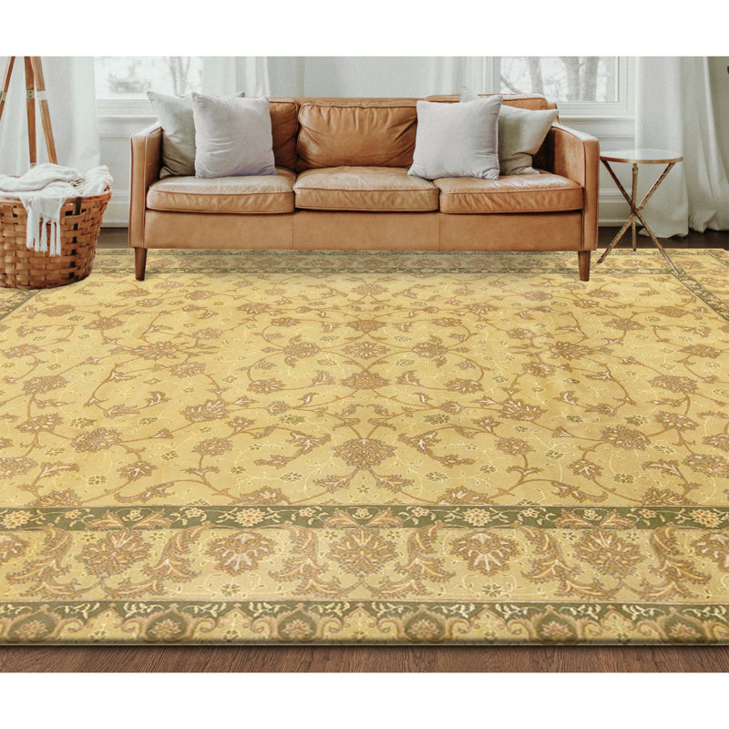 High-Quality Hand-Knotted Gold Area Rug