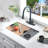 24 Inch Nano Black Undermount Hidden Bar Sink With Glass Rinser 24X14 Stainless Steel Undermount Workstation Sink Bar Prep Sink 16 Gauge Single Bowl Undermount Kitchen Sink With Cup Washer