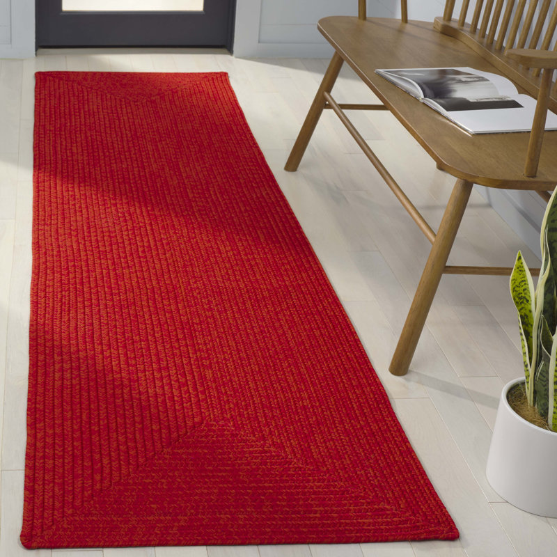 Tapis d'intérieur / extérieur tissé à la main Performance de couleur unie Graddy, Tapis de couloir 2 pi 3 po x 8 pi