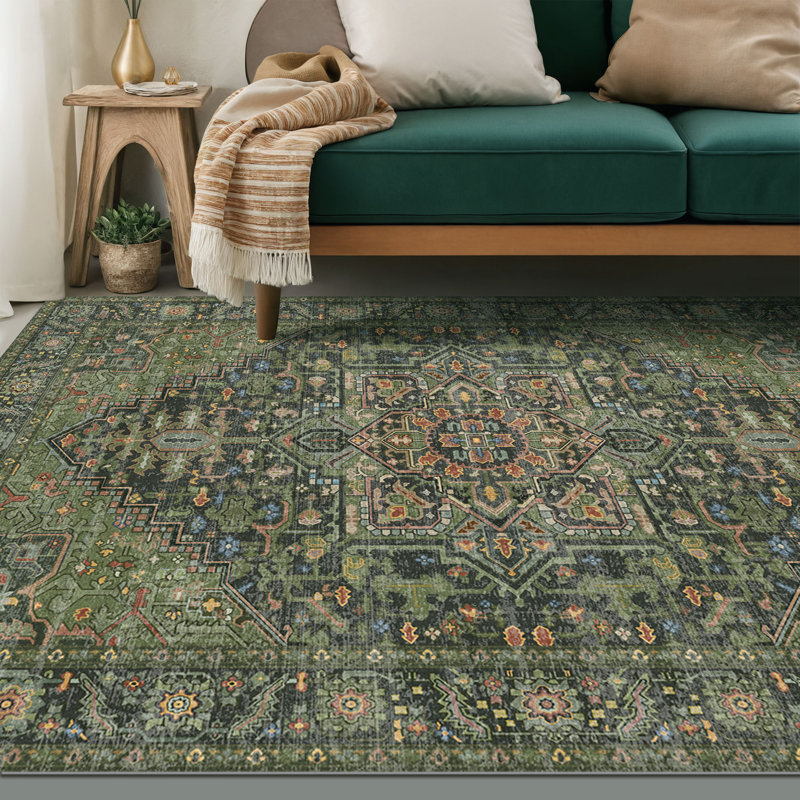 Tapis bohémien à tapis rétro antidérapant marocain, Rectangle 9 pi x 12 pi