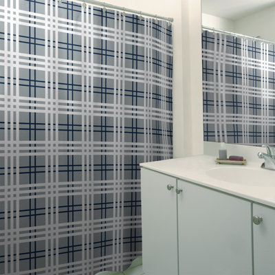 Plaid Shower Curtain and Liner Included