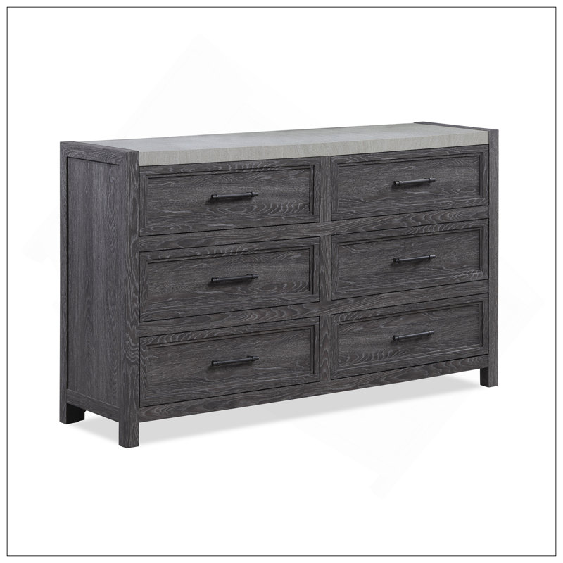 Armoire de chevet 1 pièce 6 tiroirs bicolore rustique 6 tiroirs