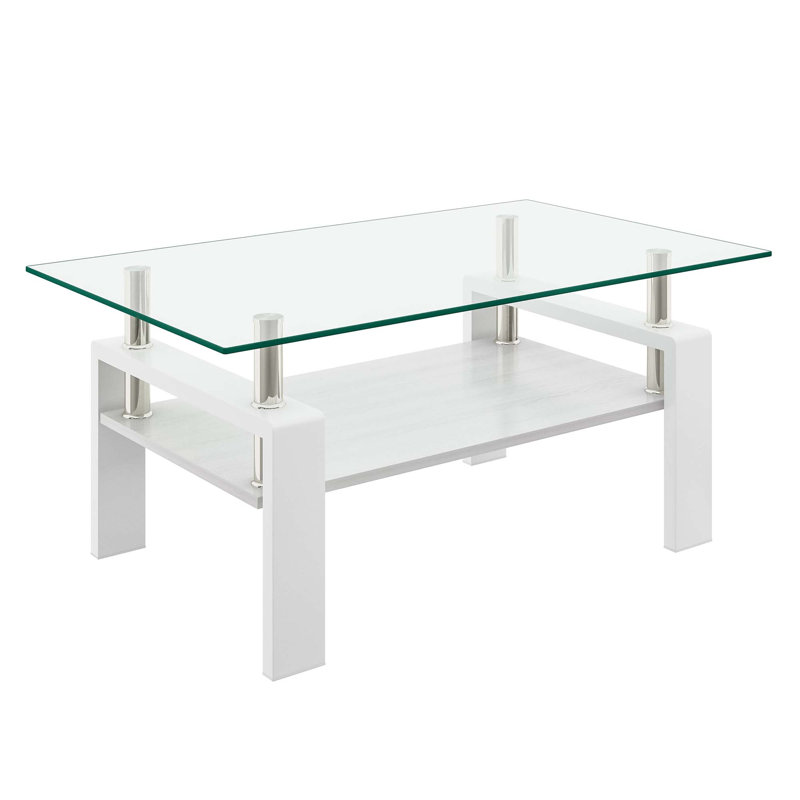 Rectangle Coffee Table, White, Transparent