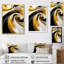 Liquide or noir blanc abstrait abstrait minimaliste - spirales abstraites, reproduction sur toile-385696977-385696990