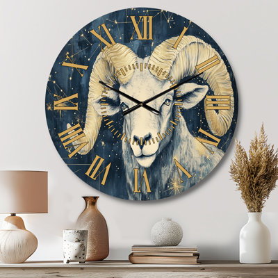 Aries Beneath the Stars - Une horloge murale silencieuse silencieuse en métal