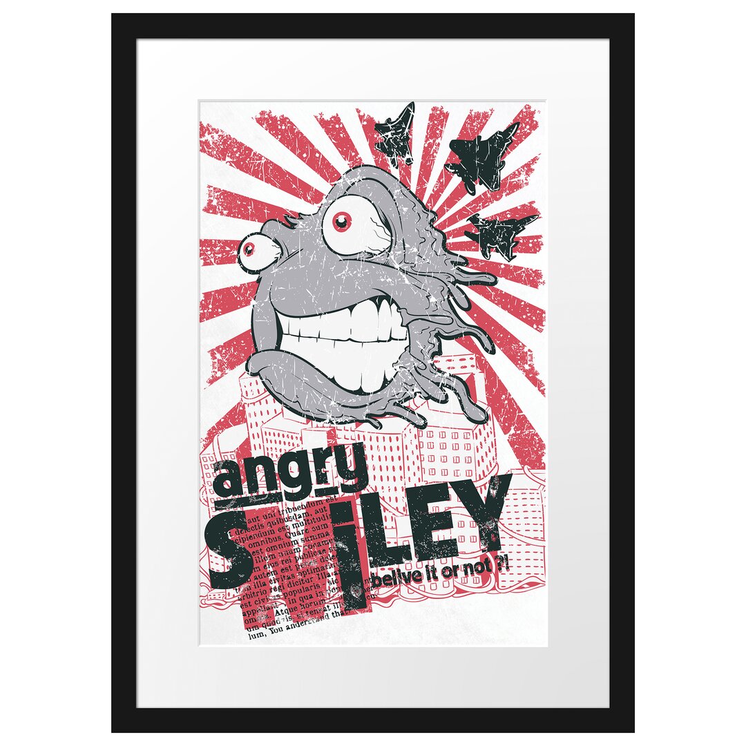 Gerahmtes Poster Angry Smiley Light