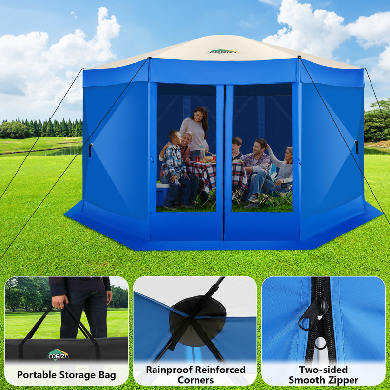 15x15ft Pop Up Gazebo Screen Tent Screen House for Camping, 15x15 Screen Room with Mosquito Netting, Hub Tent Instant Screened Canopy with Carrying Bag and Ground Stakes