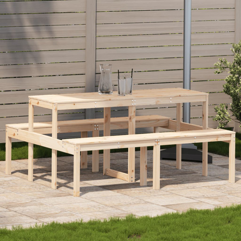 Beaula Rectangular Solid Wood Outdoor Picnic Table - 160 cm W 134 cm D, Natural
