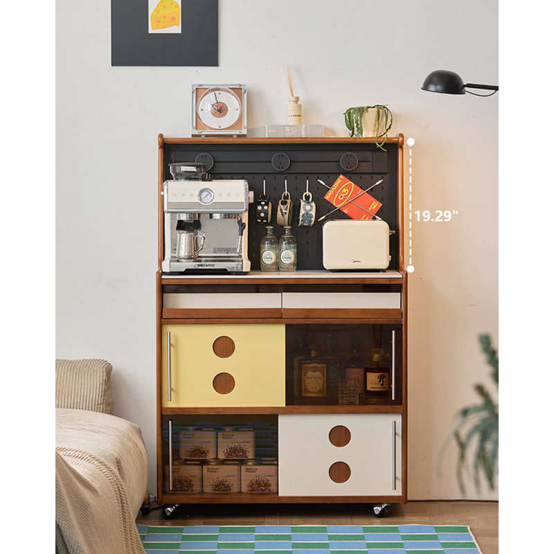 35.4-inch Solid Boxwood Mobile Pantry Cabinet