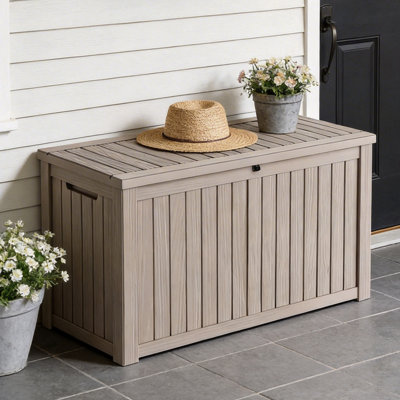150-Gallon Resin Deck Box – Lockable, Waterproof Outdoor Storage Bench