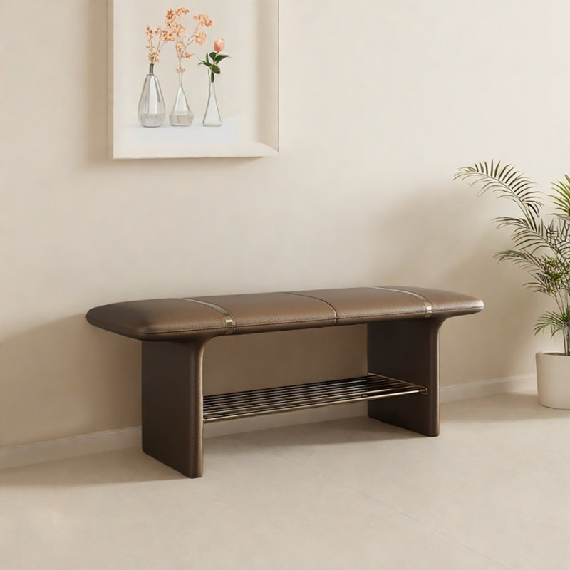 39.4in Simple-Styled Shoe Bench, Coffee