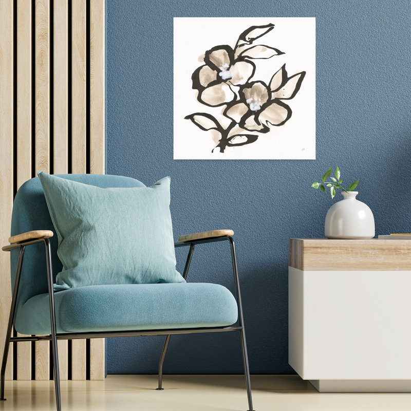 Art floral contemporain Bold Greige IV, H 18 po x l 18 po