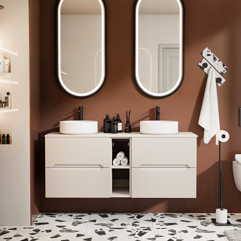 140.4 mm Wall Mounted Bathroom Vanity, Cashmere