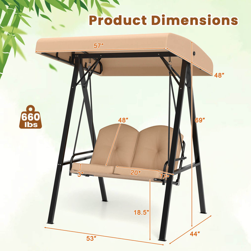 Causeuse 2 pièces pour l'extérieur avec support en forme de A, Beige