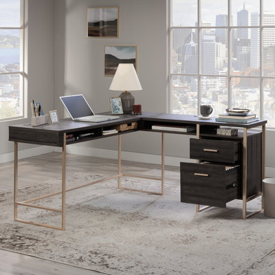 L-Shaped Desk, Black Finish