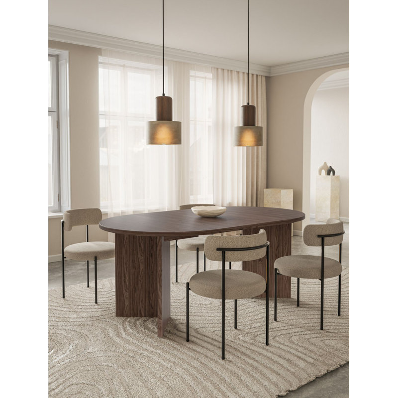 Extendable Round Dining Table, Brown