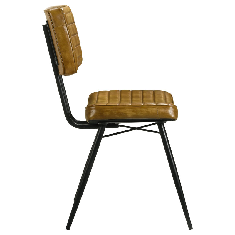 Chaise de salle à manger rembourrée en cuir Lambright chameau , Chameau
