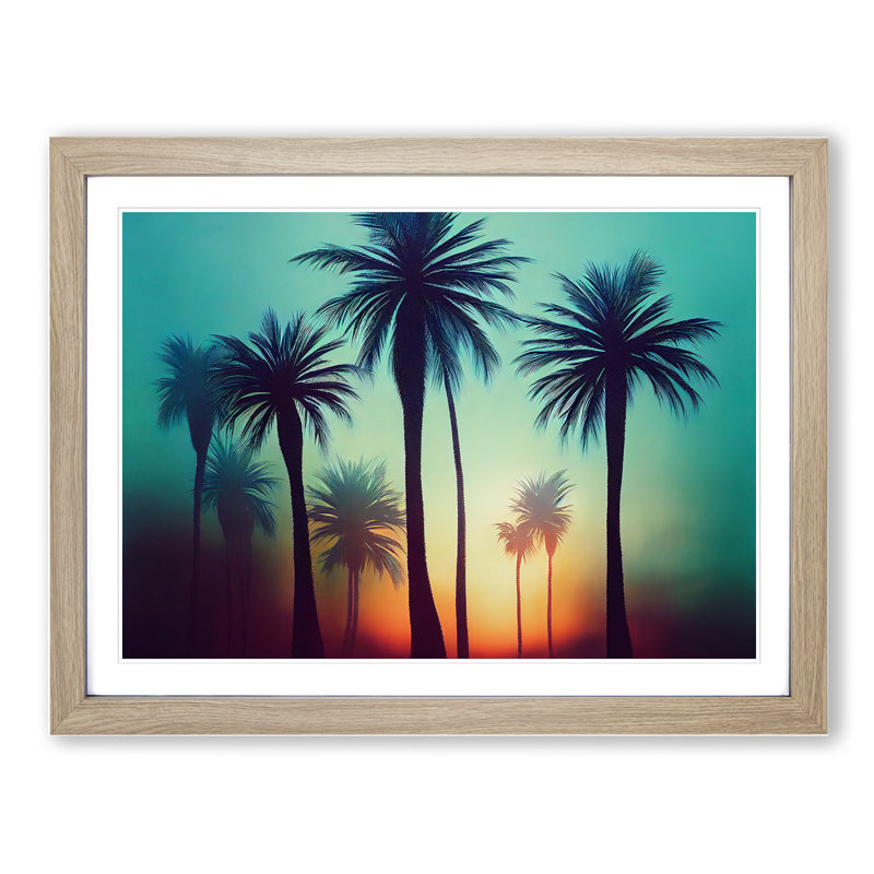 Delicious Palm Trees 1 Piece Single Picture Frame Painting, 25cm H x 34cm W x 2cm D, Oak