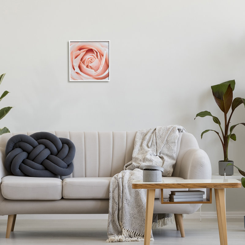 12" x 12" White Framed Pink Rose Canvas Print