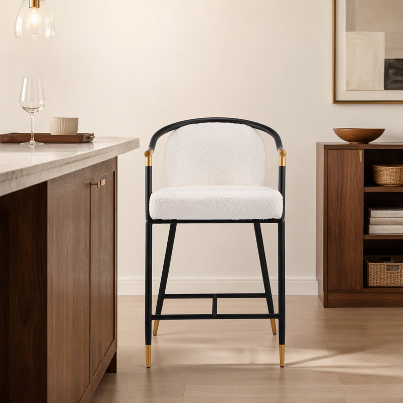 Upholstered Counter Stool with Iron Frame