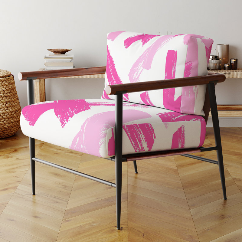 Fauteuil d'appoint rembourré Walt Crossing Paths II, Rose/Blanc, Noir