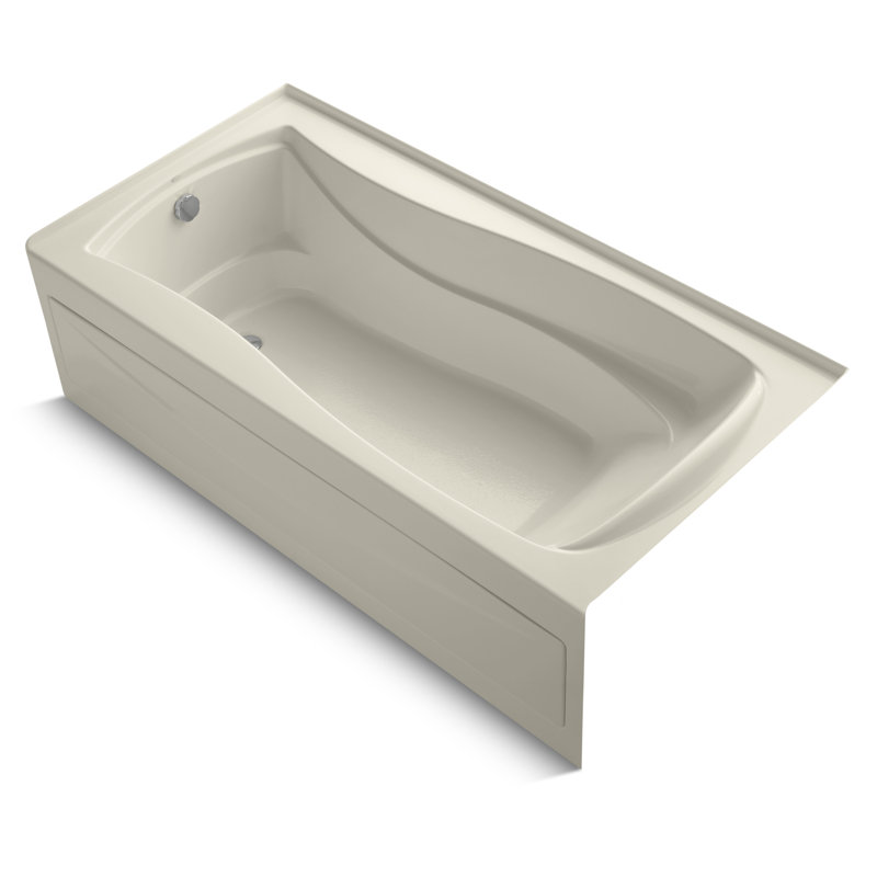 Mariposa 72" x 36" Acrylic Alcove Soaking Bathtub, Almond, Left