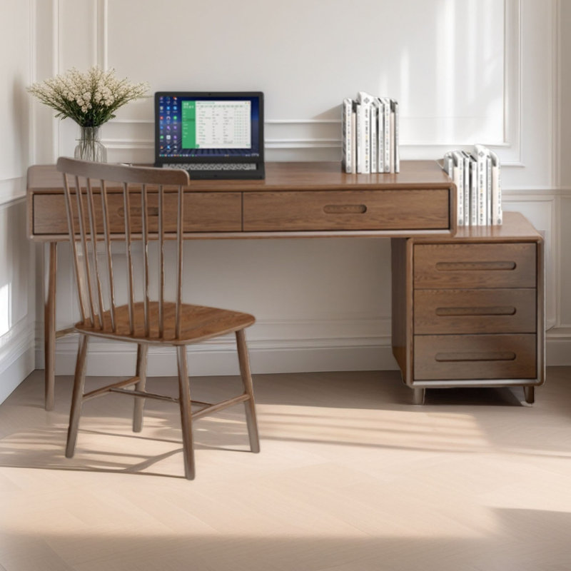 Armoire de rangement entièrement en chêne massif et bureau intégré, H 29,52 po x l 55,11 po x P 17,32 po