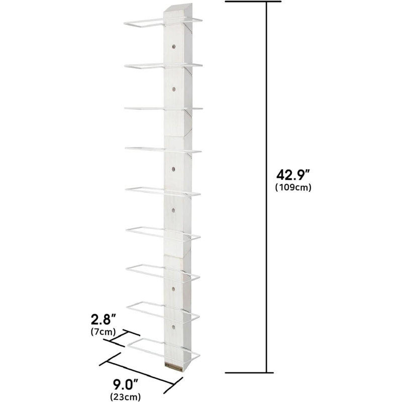 Porte-bouteilles mural pour 9 bouteilles, porte-bouteilles élégant et rustique en bois blanc rustique pour la cuisine et la maison