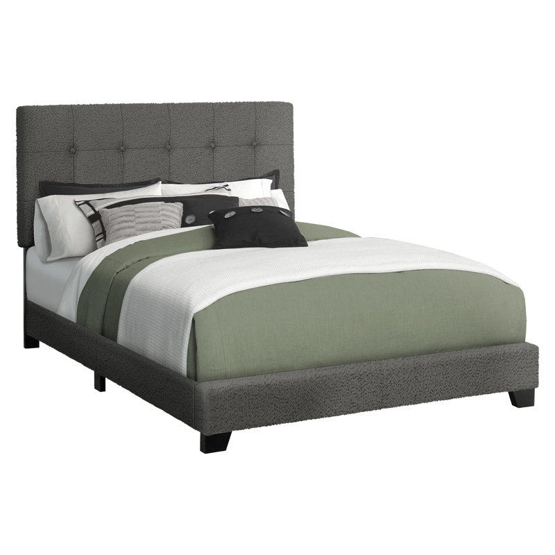 Lit, chambre à coucher, cadre seulement, tapissier, transitionnel, Lit double, Gris