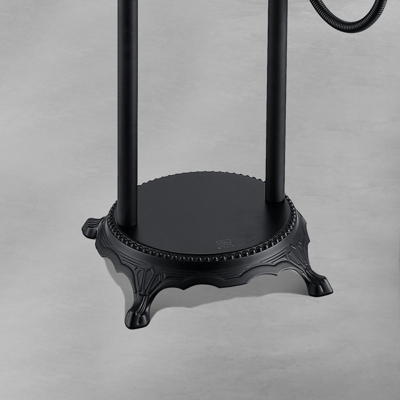 39-3/4 In. Double-Handle Freestanding Floor Mounted Bathtub Filler Faucets With Hand Held Shower Head In, Matte Black