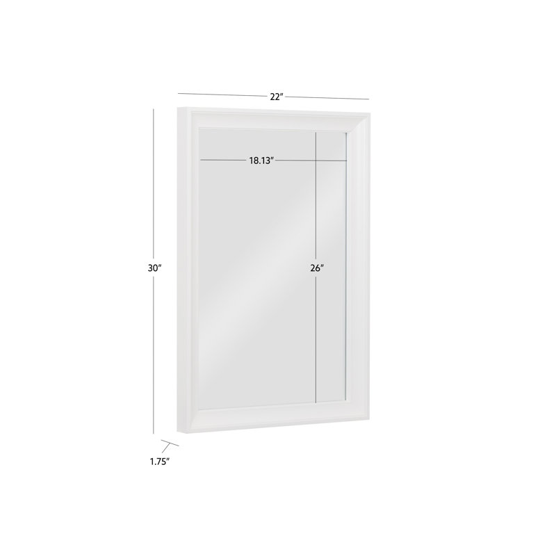 Anaheim Solid Wood Flat Wall Mirror, 30" x 22", White Paint