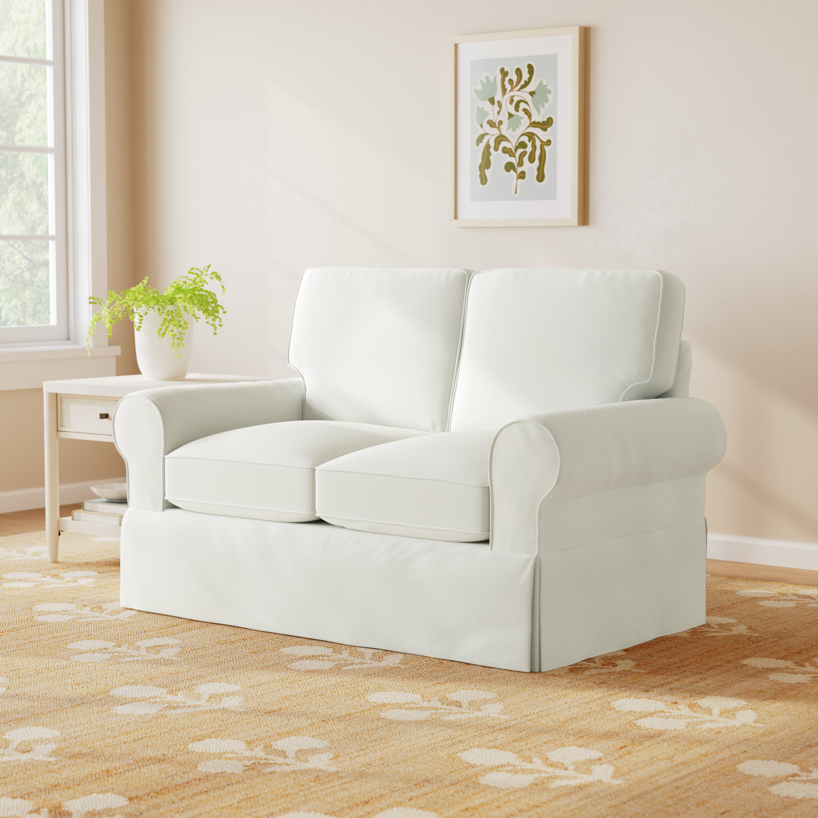 Porter 62'' Slipcovered Loveseat, Bayou Off White Canvas