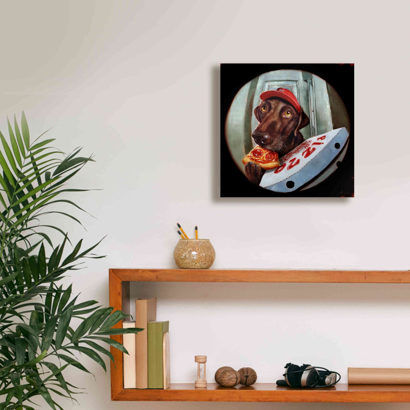 «Pupperoni» par Lucia Heffernan, reproduction sur toile tendue, H 12 po x l 12 po