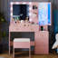 Bureau de coiffeuse avec miroir et lumières, coiffeuse de maquillage avec 5 tiroirs et organisateur de bijoux caché-2001955781