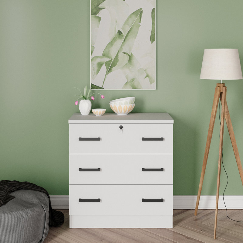 Commode 3 tiroirs, Blanc