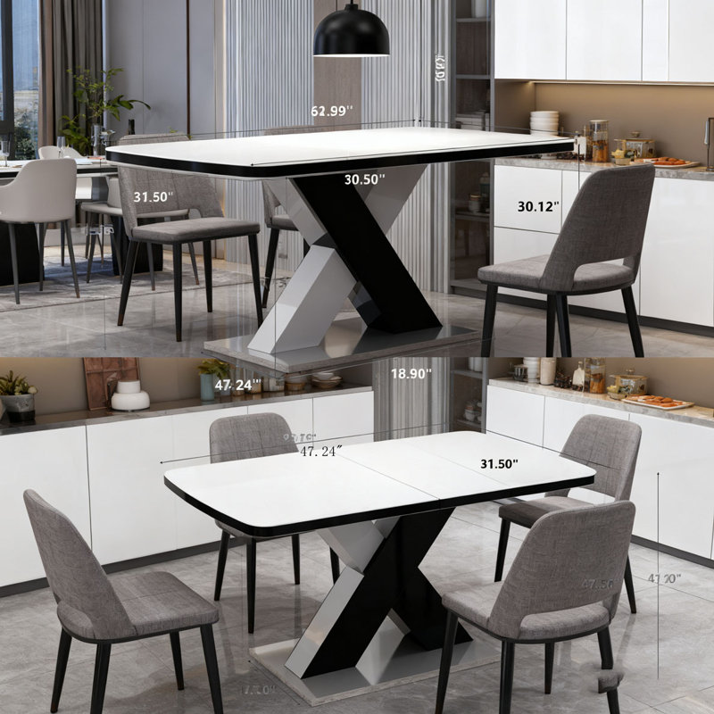 Modern Rectangle Dining Table with Marble Table Top+MD