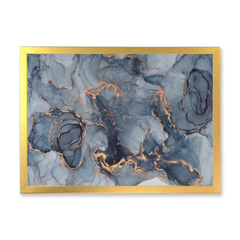Art or noir infusé noir III - reproduction sur toile, H 12 po x l 20 po, Encadrement doré