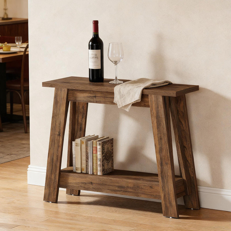 Rustic Console Table,2-Tier Entryway Table,Narrow Sofa Table