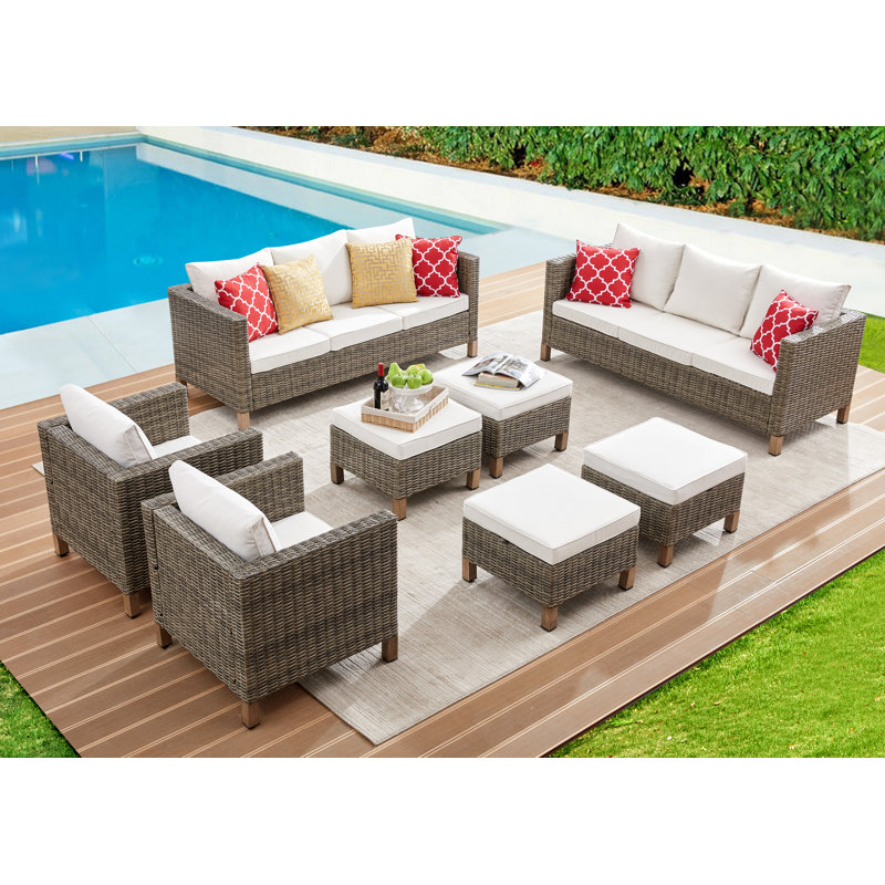 Duponta 12 - Person Patio Conversation Set with Cushions, Beige