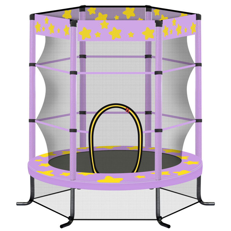 Trampoline pour enfants de 55 pouces avec filet de sécurité, Mauve